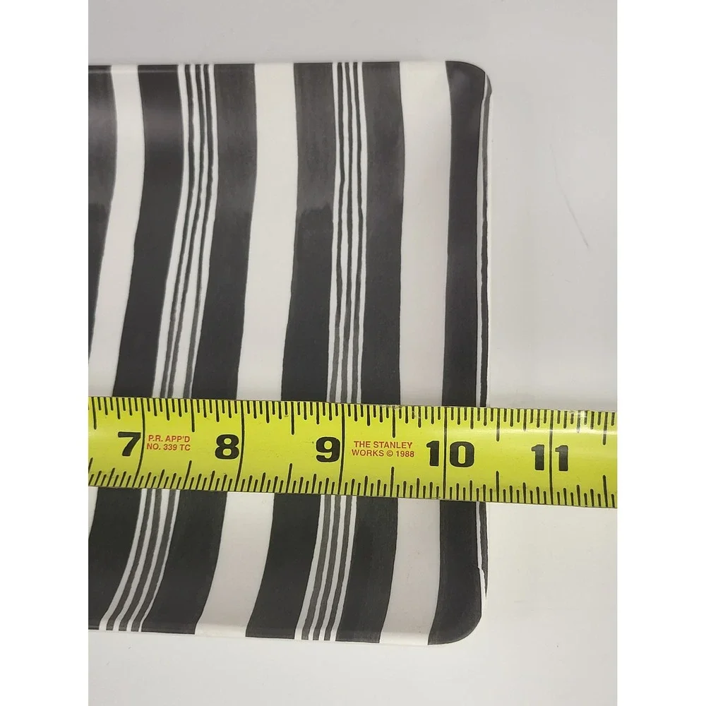 Hearth & Hand Magnolia Melamine Serving Tray Black White Striped Platter 11x7